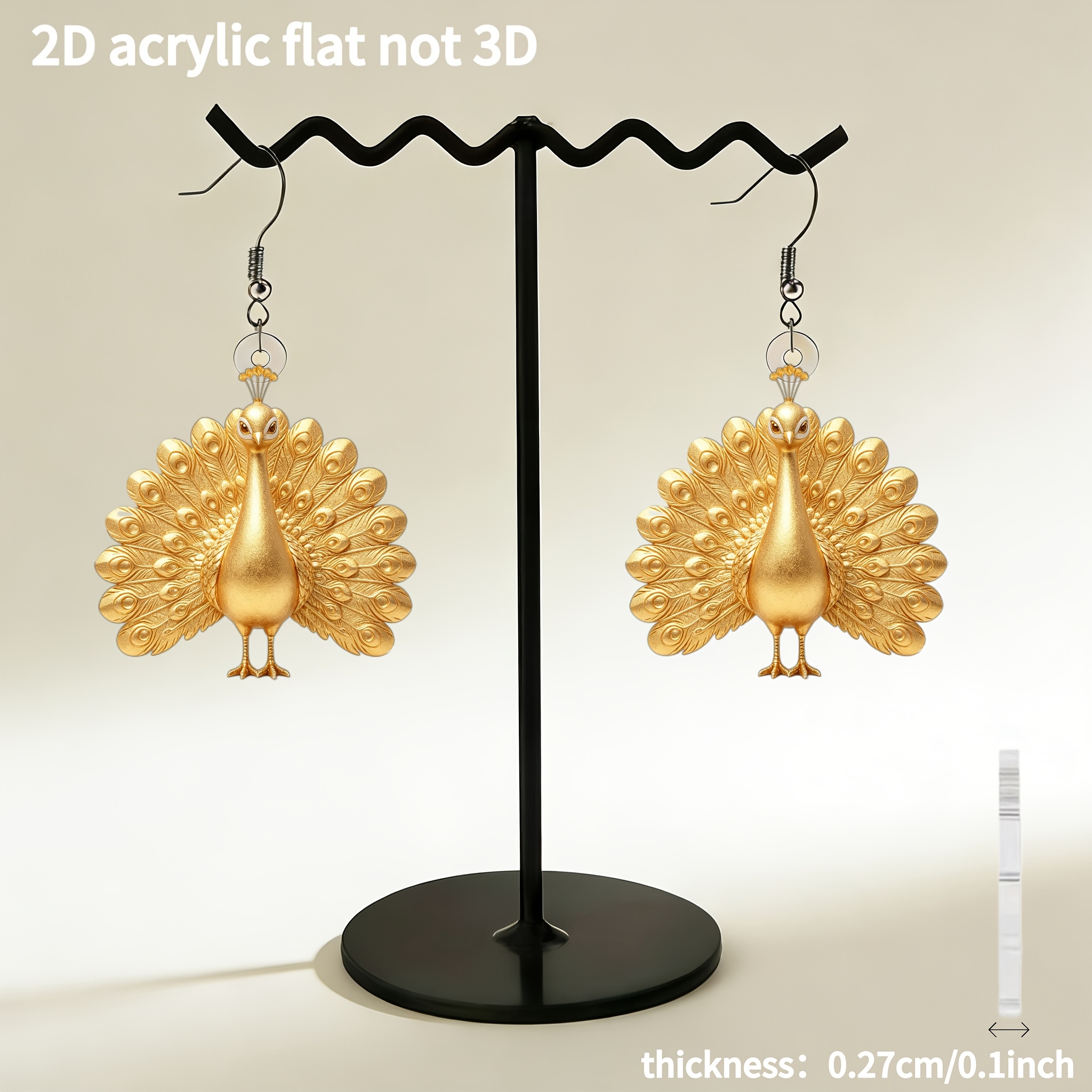 Women's 2D Flat Peacock Earrings for Daily Wear